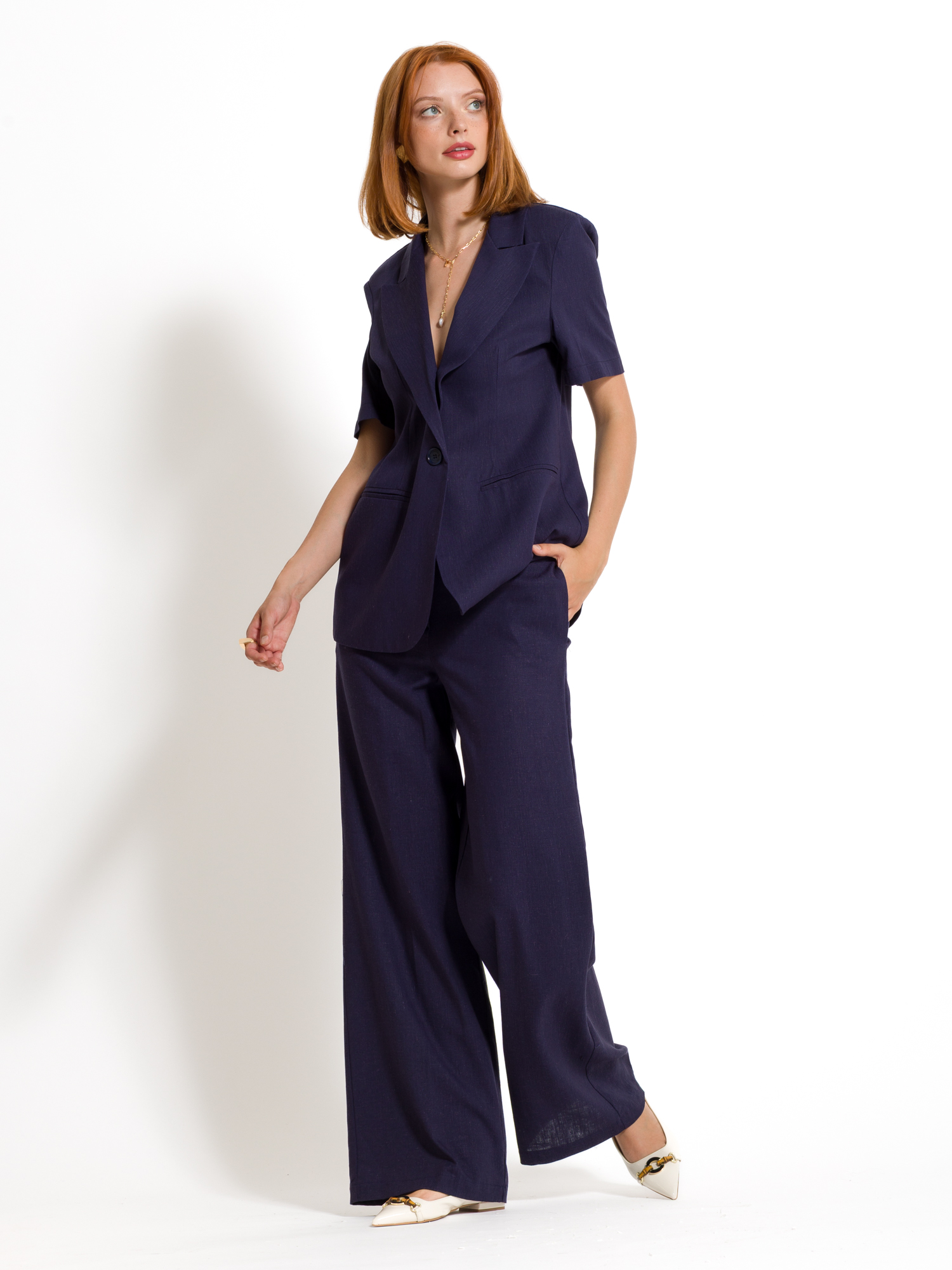 Linen wide-leg pants