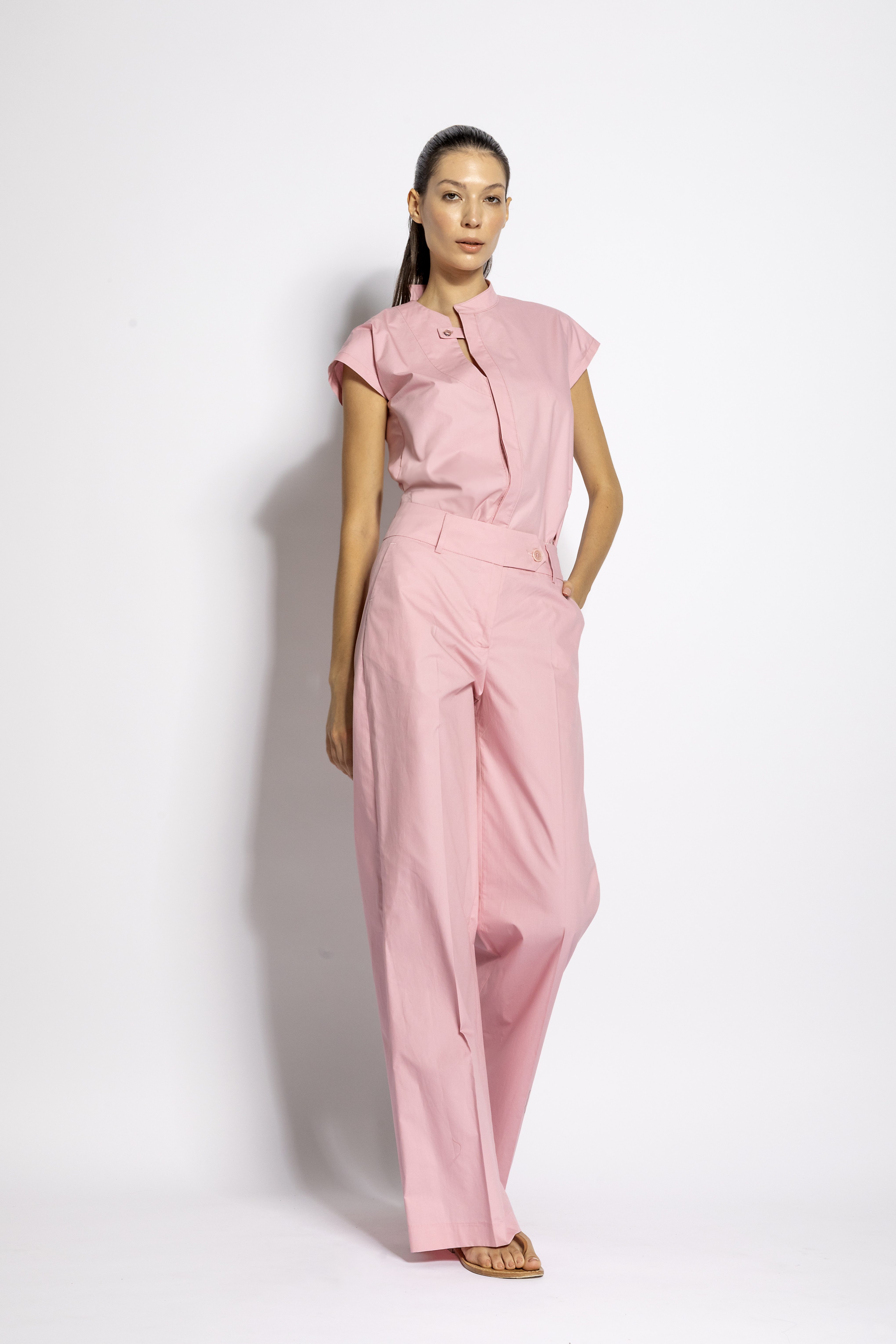 Pantalone in cotone gamba dritta