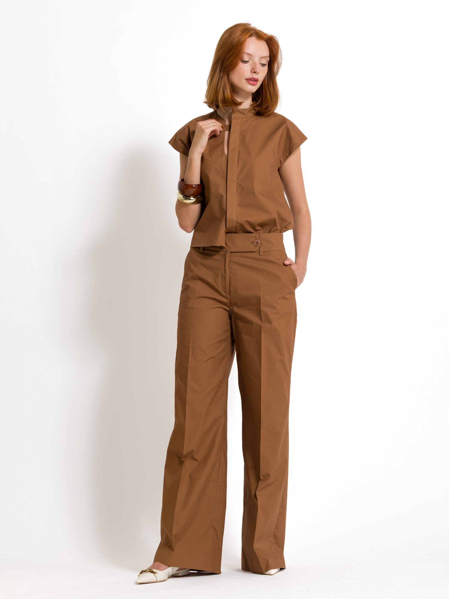 Straight leg cotton pants