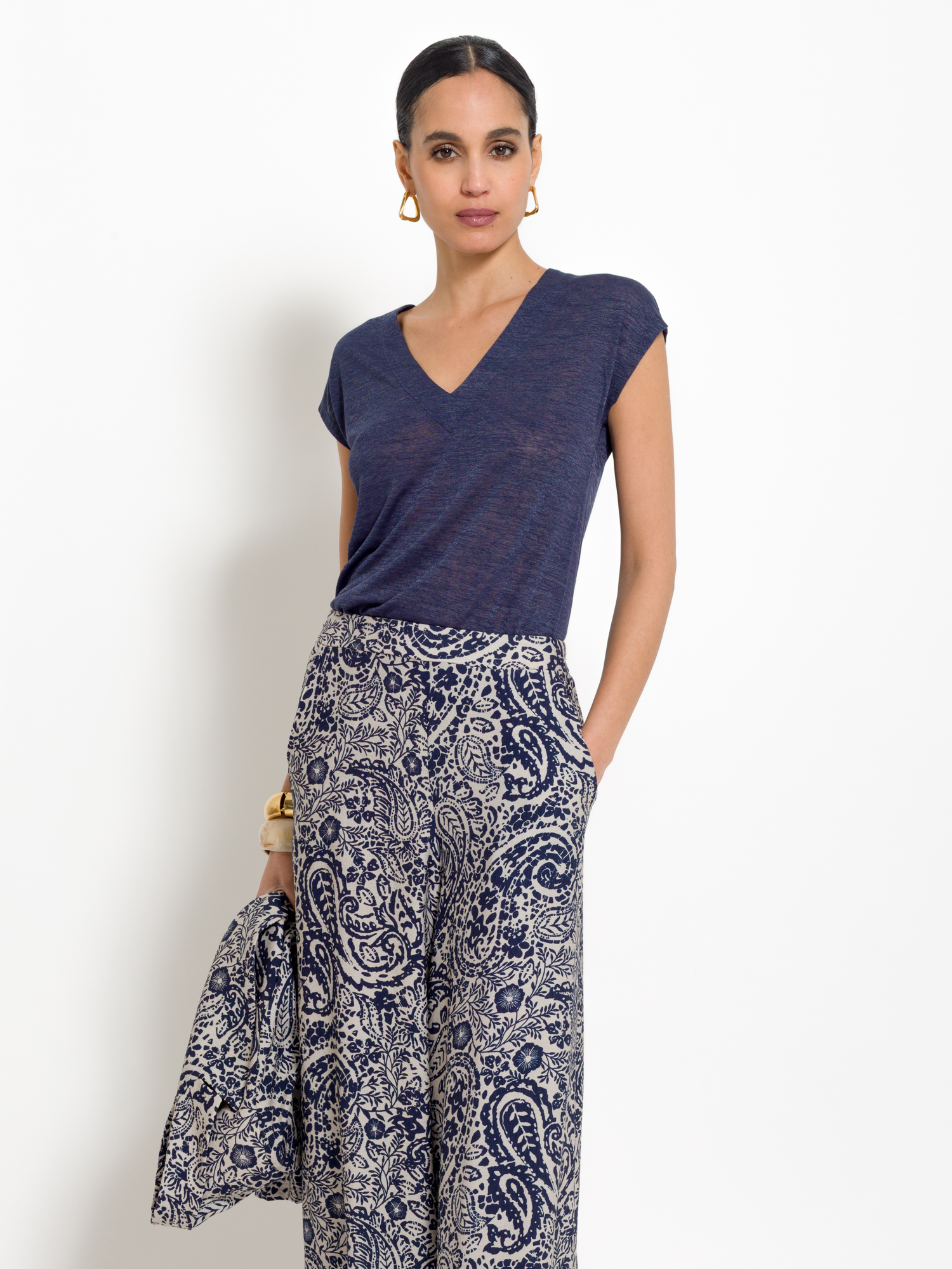 Maglia scollo a v manica kimono