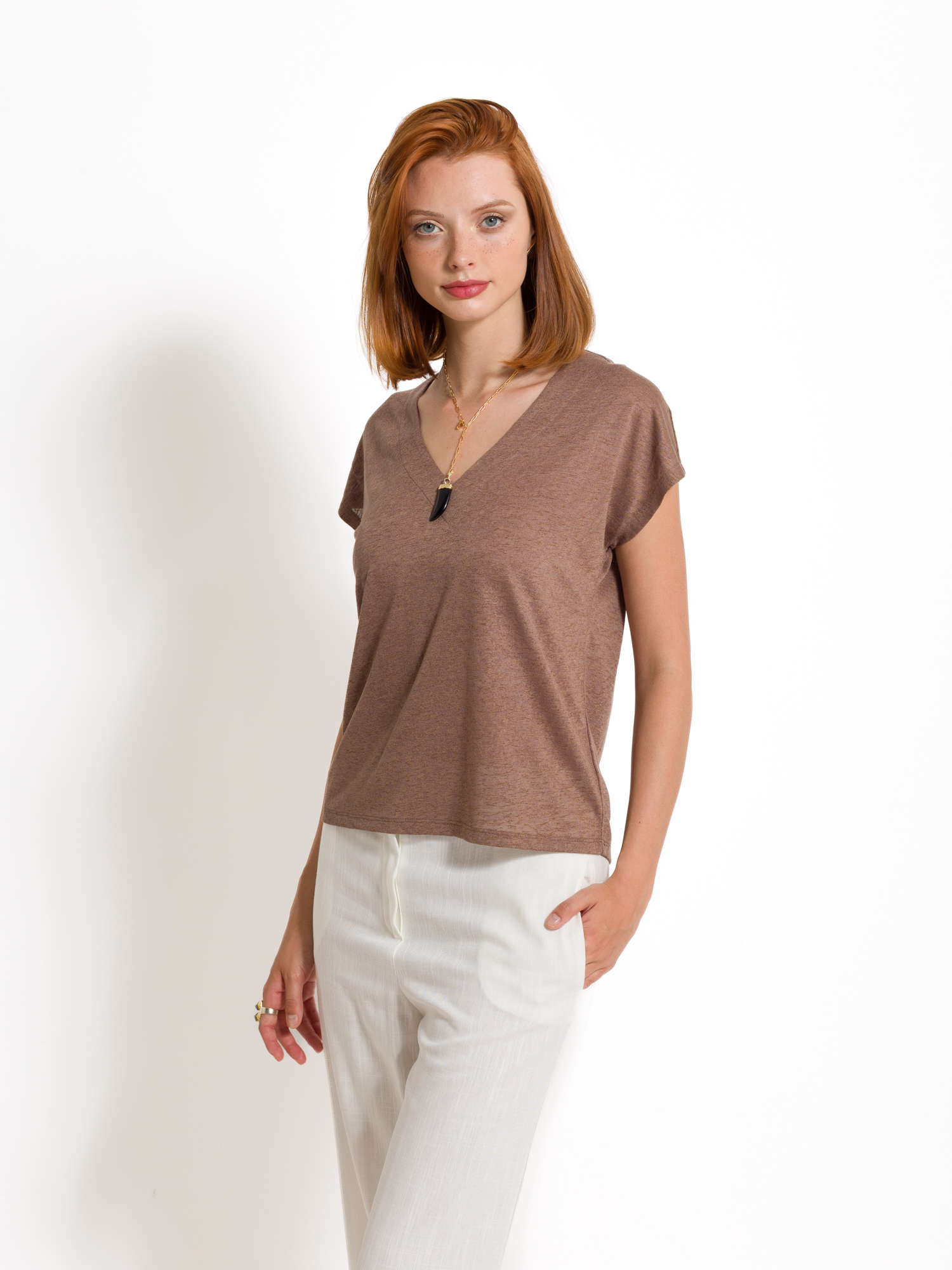 Maglia scollo a v manica kimono
