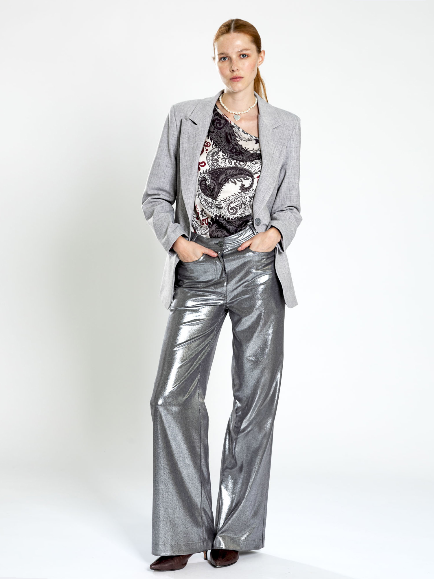 Laminated palazzo pants