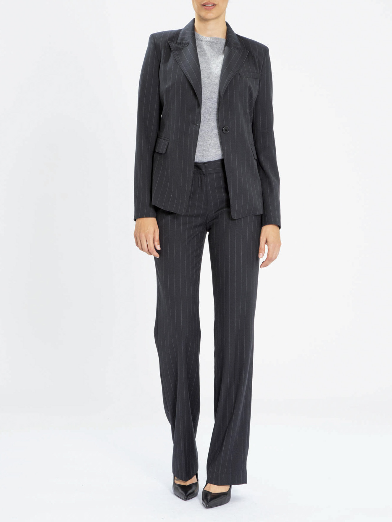 Straight pinstriped pants