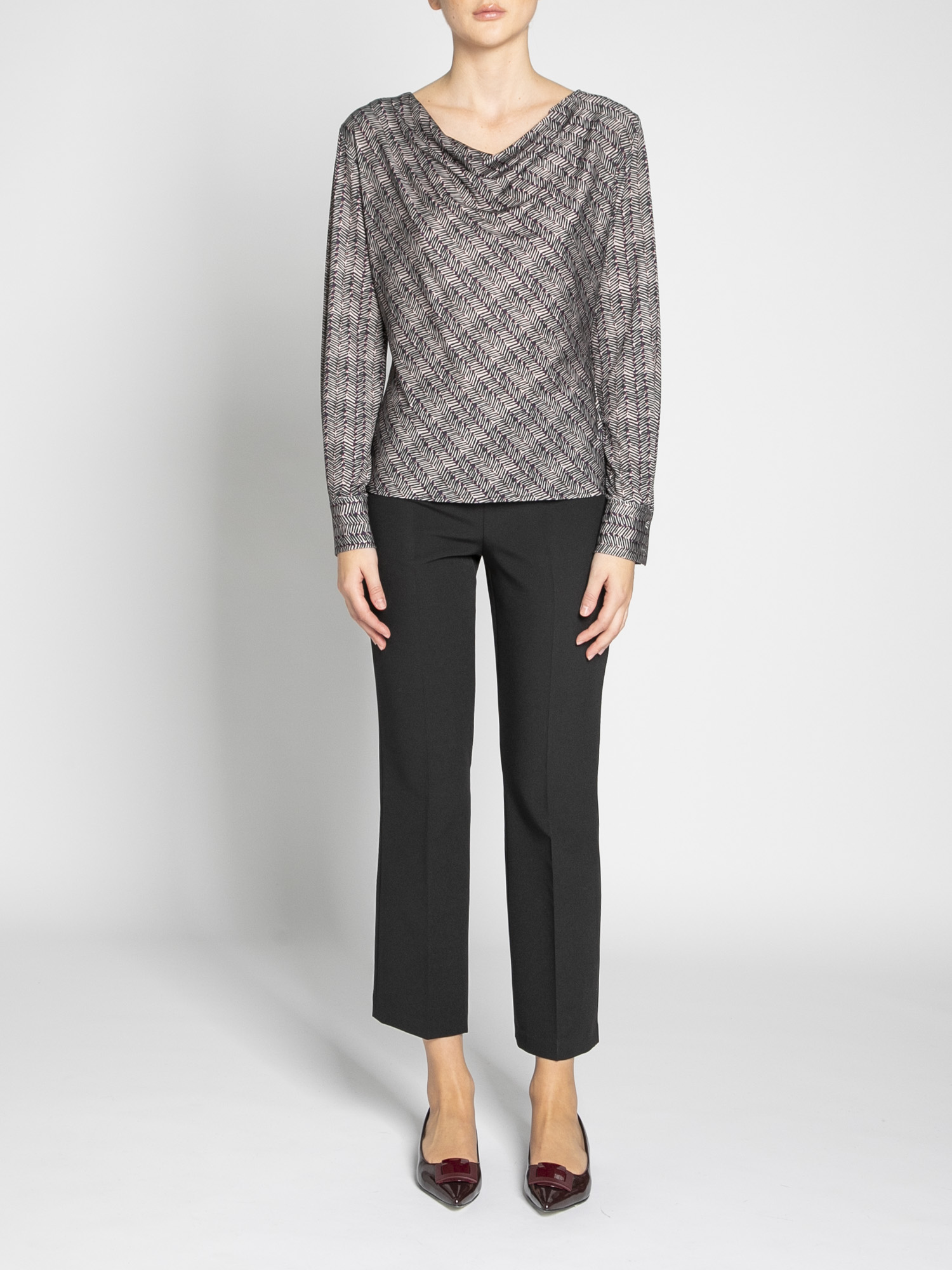 Gutter neckline blouse