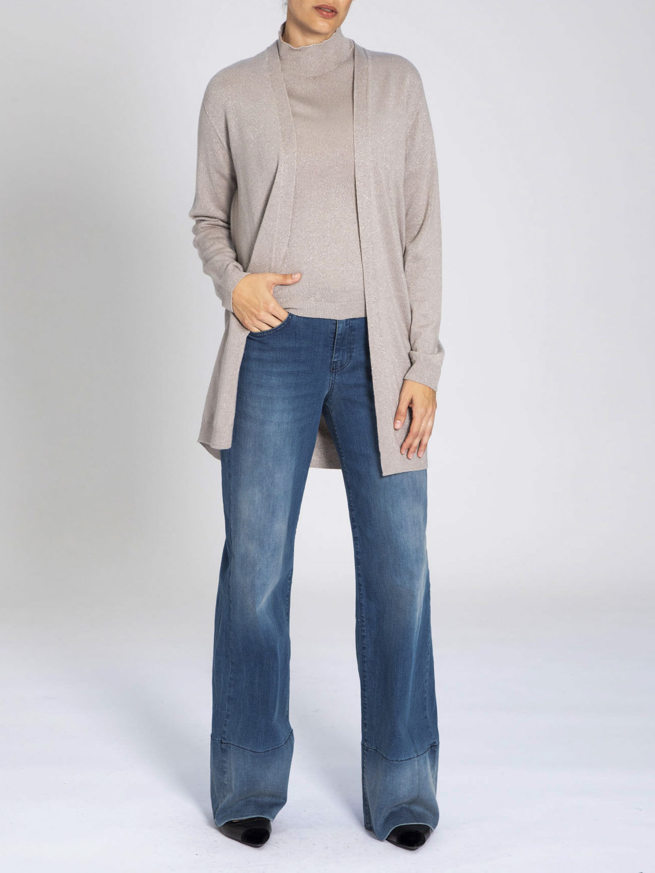 Wool and lurex long cardigan