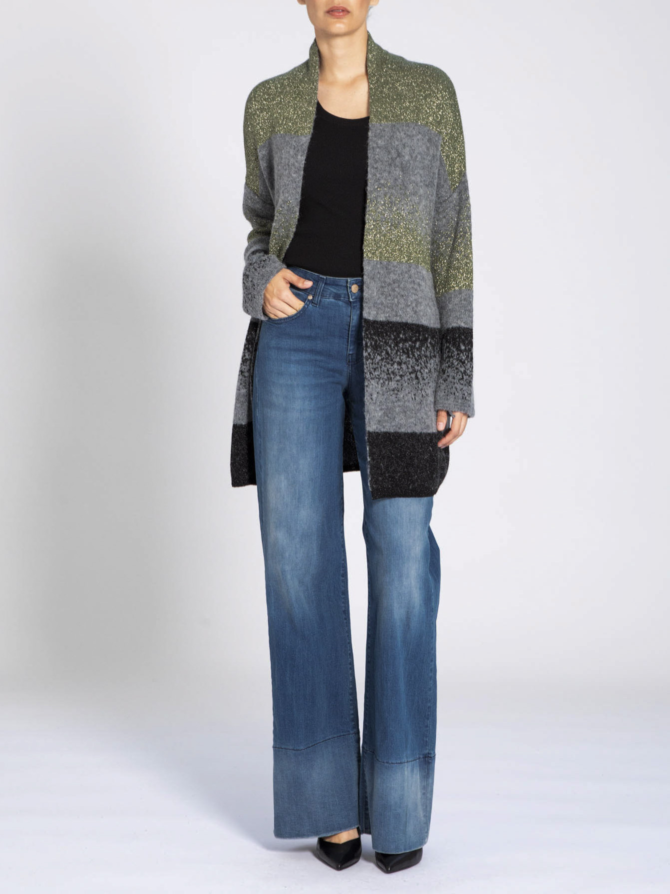 Long cardigan in dotted jacquard