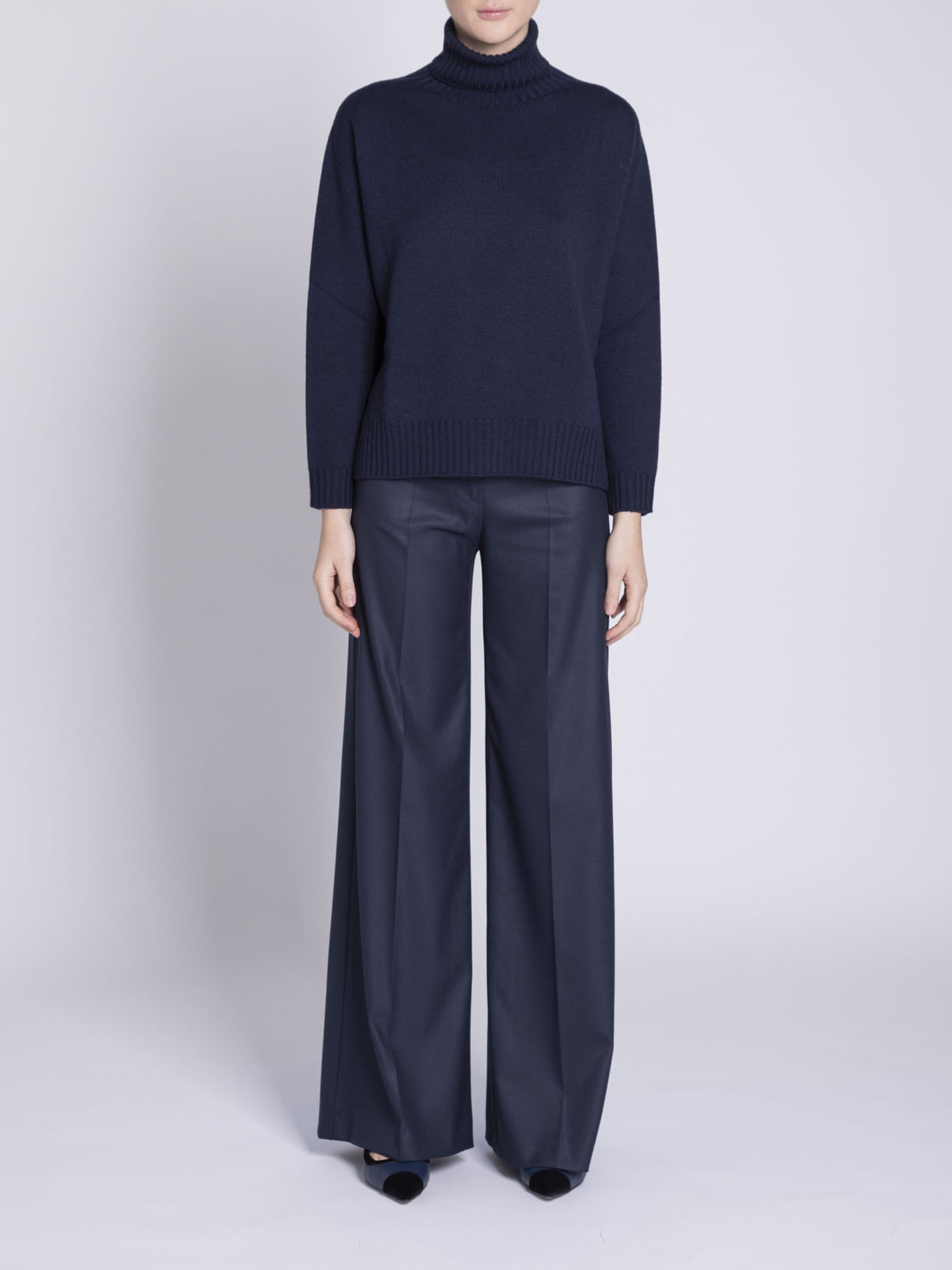 High neck sweater with slits