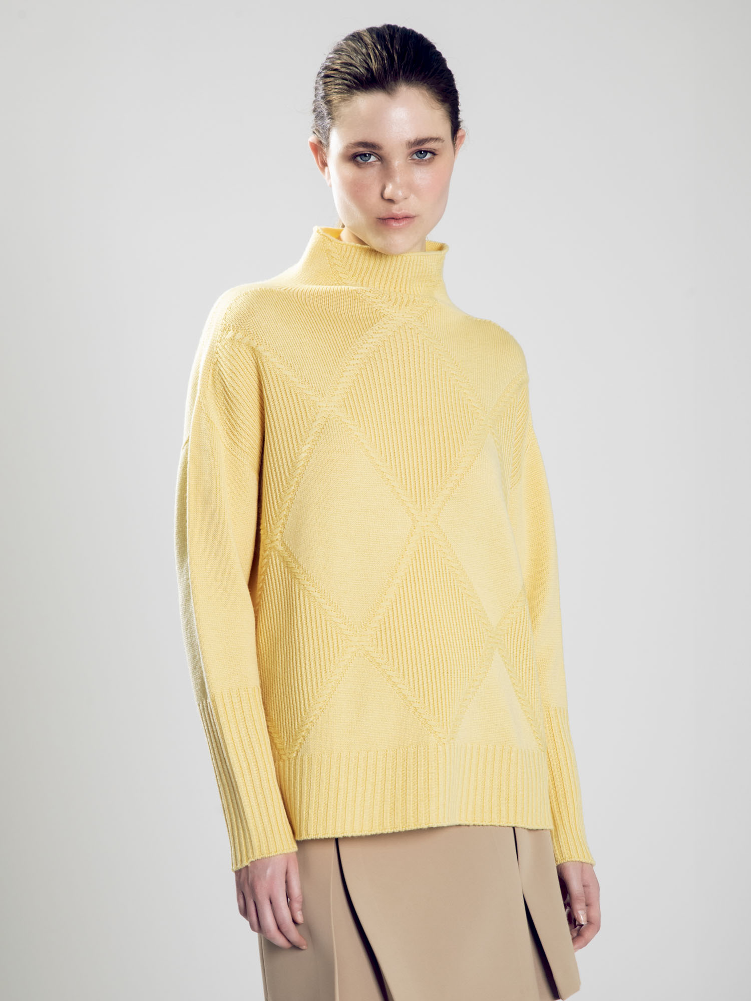 Maglia rombi lunga lupetto