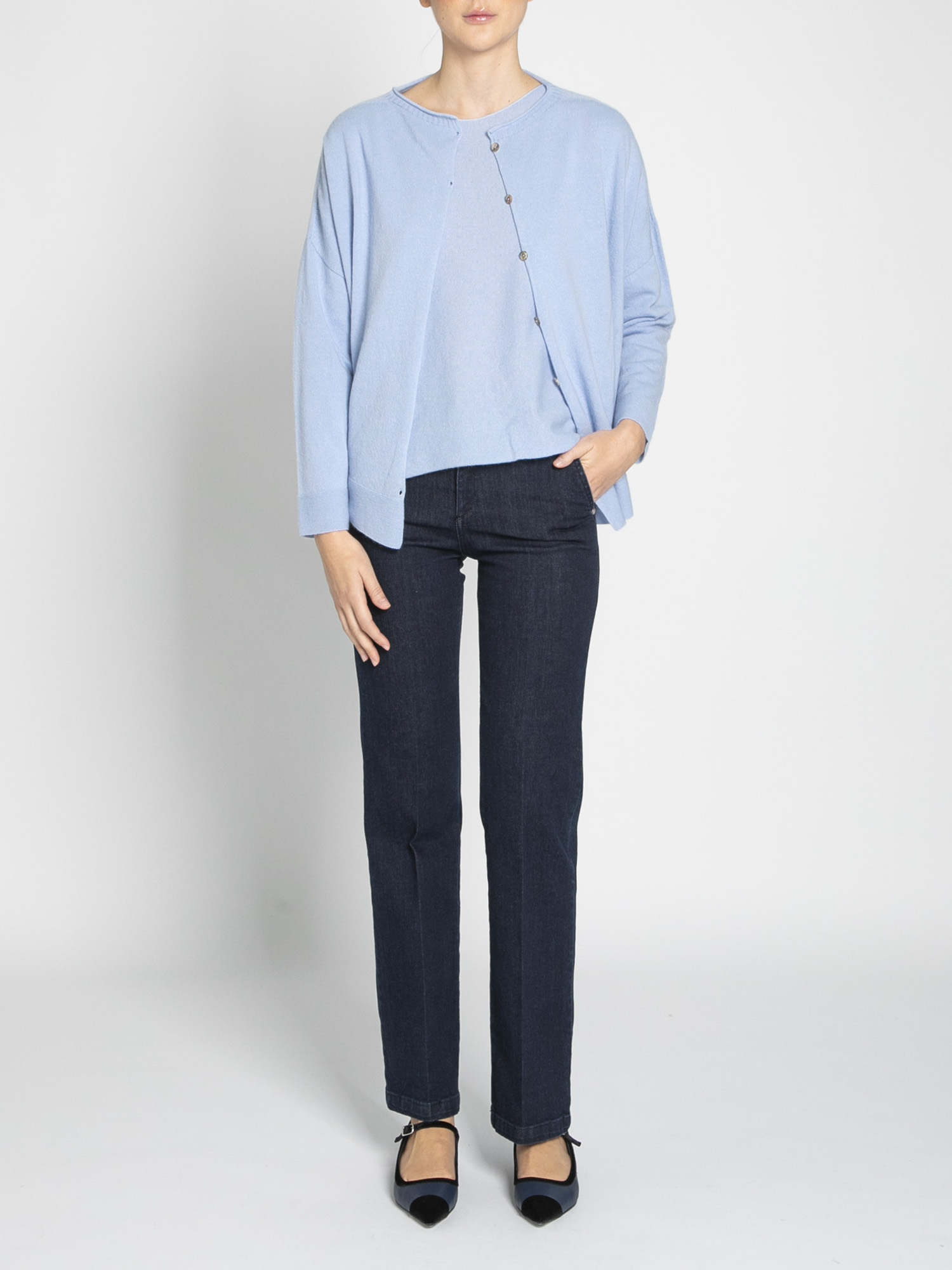 Cashmere blend over cardigan