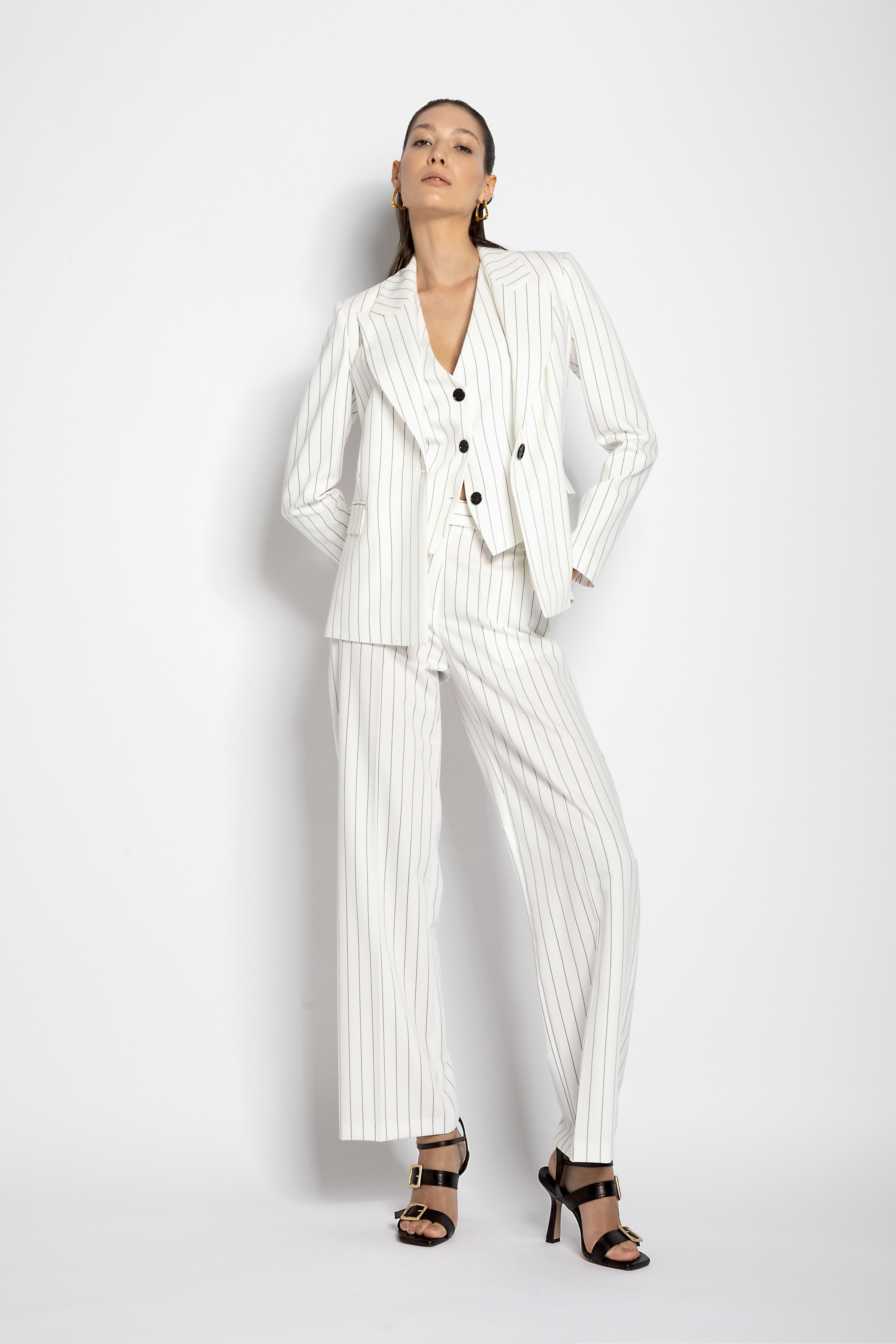 Single-breasted pinstripe jacket
