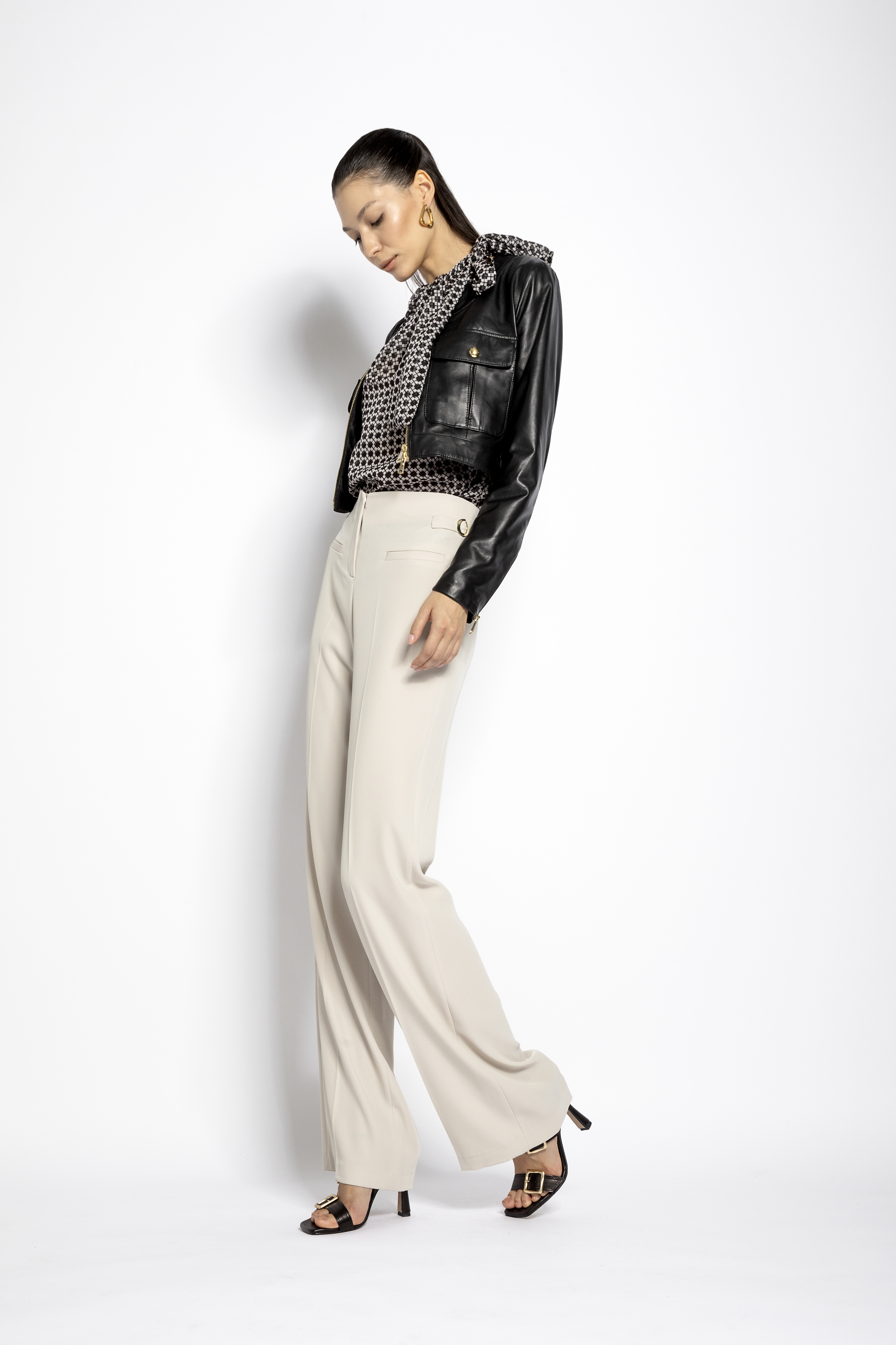 Fluid diagonal wide-leg pants