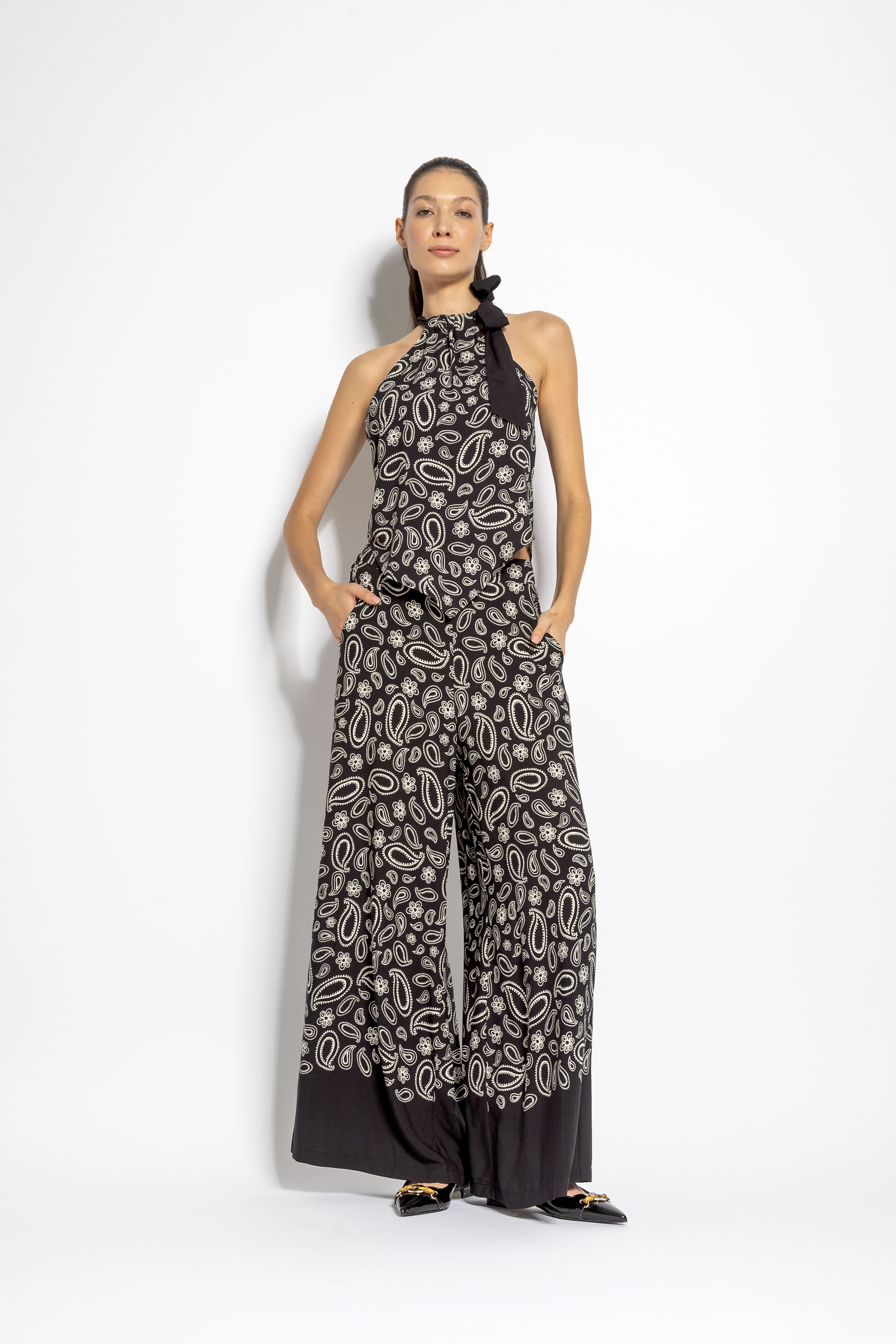 Bandana print wide pants