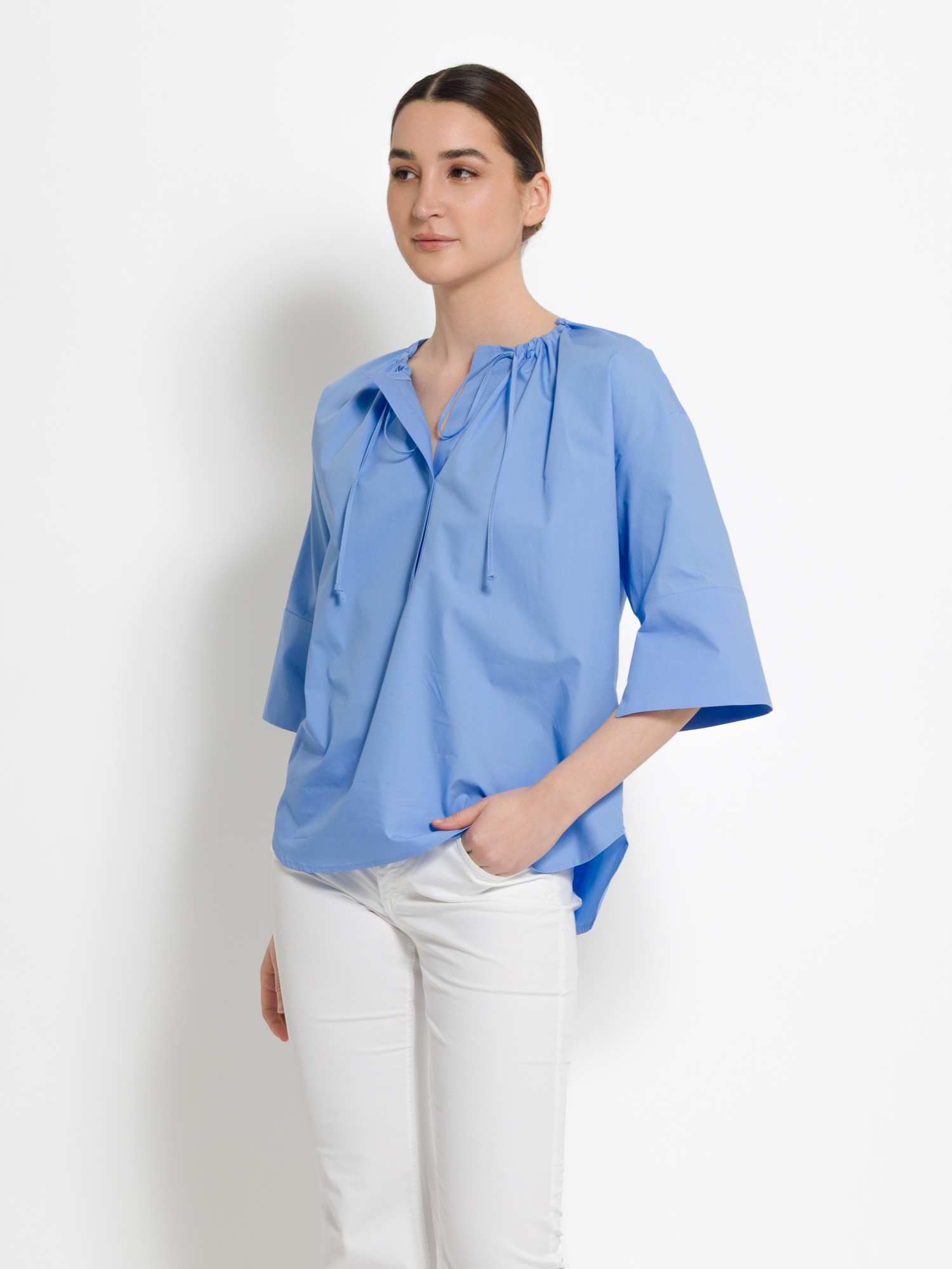 Camicia in cotone con lacci