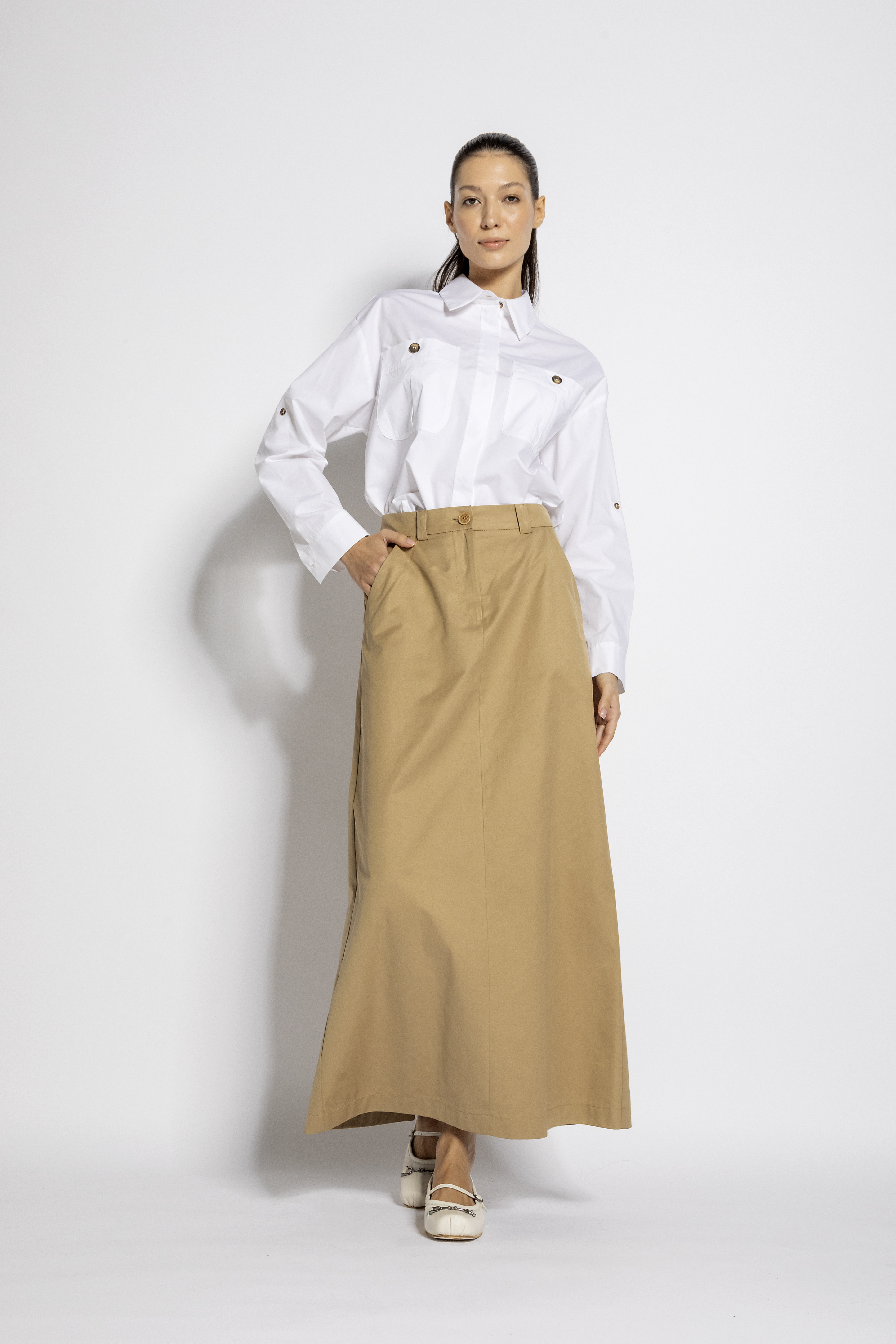 Camicia cropped in cotone