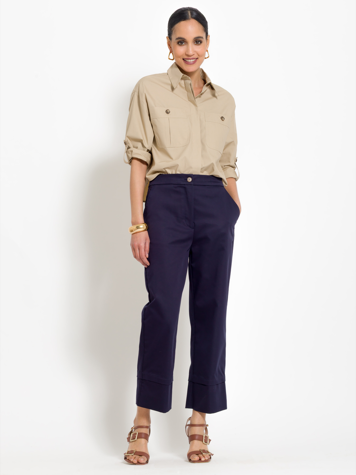 Camicia cropped in cotone