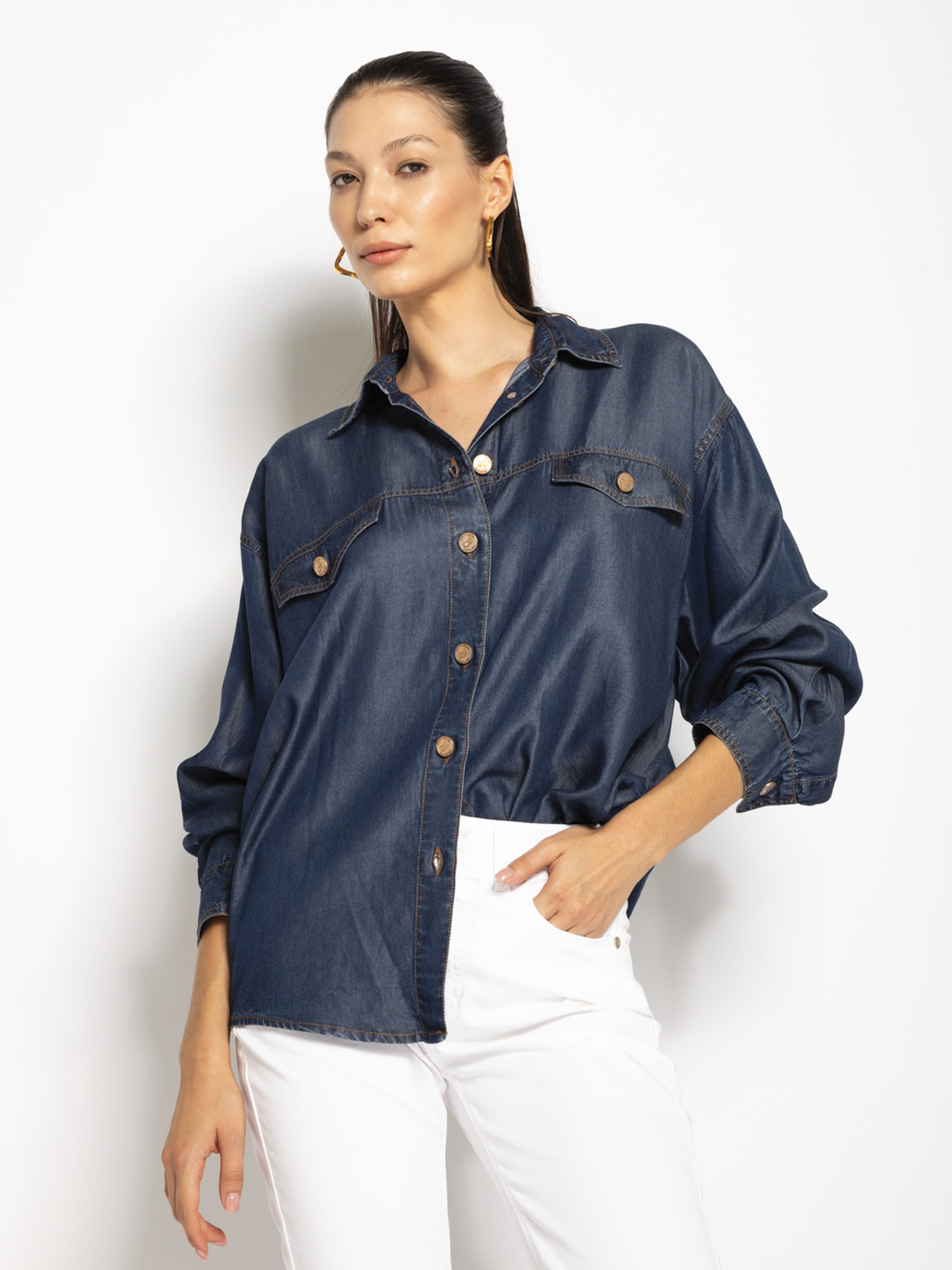 Camicia in lyocell effetto denim