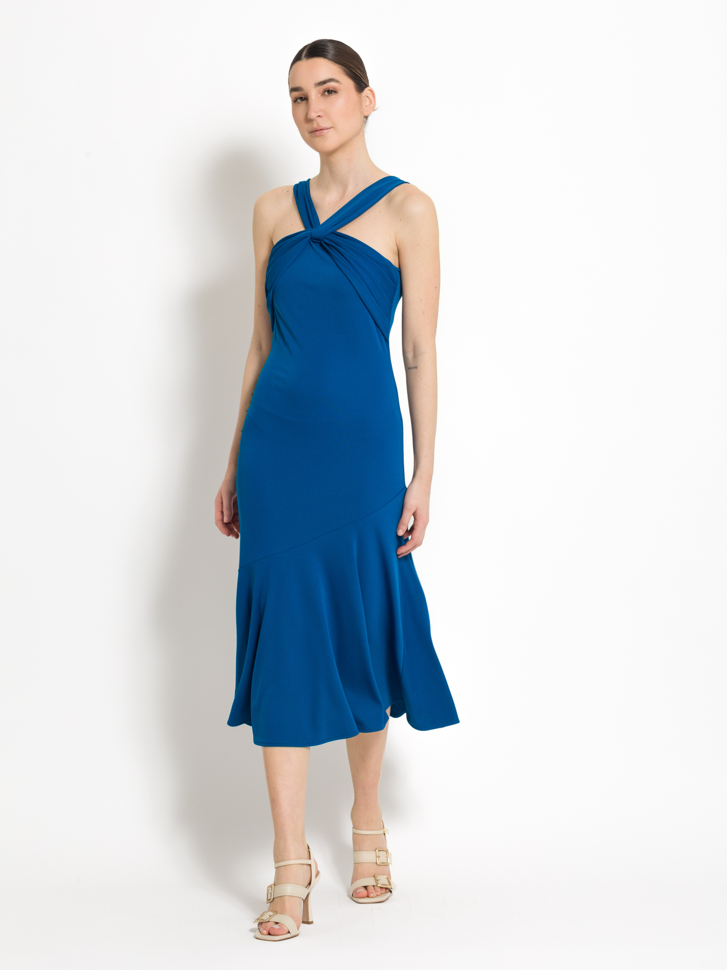 Midi dress knot neckline