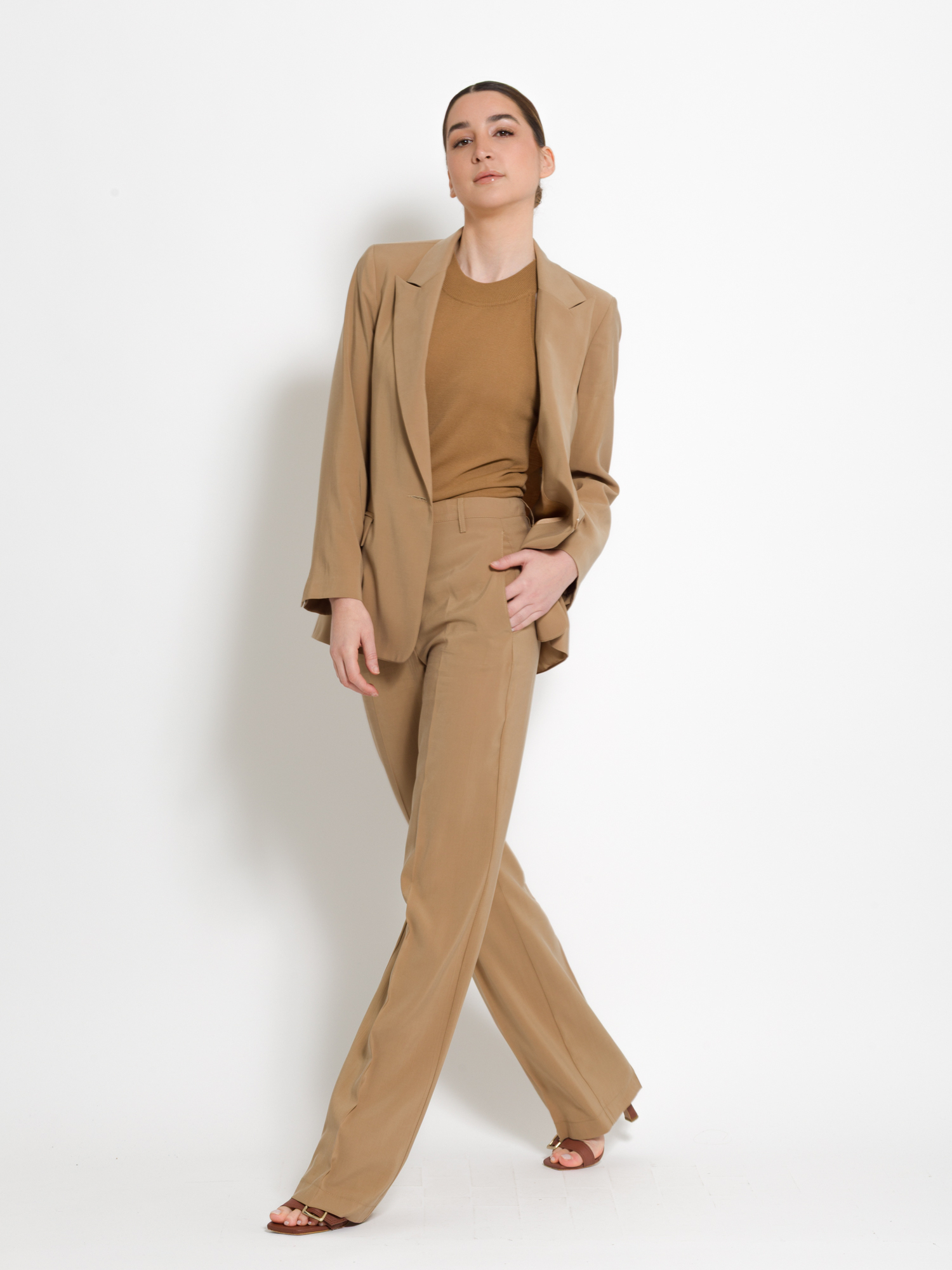 Pantalone a vita alta in tencel