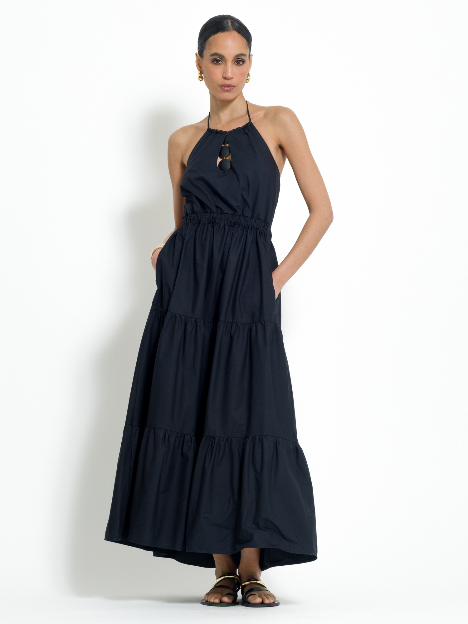 Long dress with necklace detail