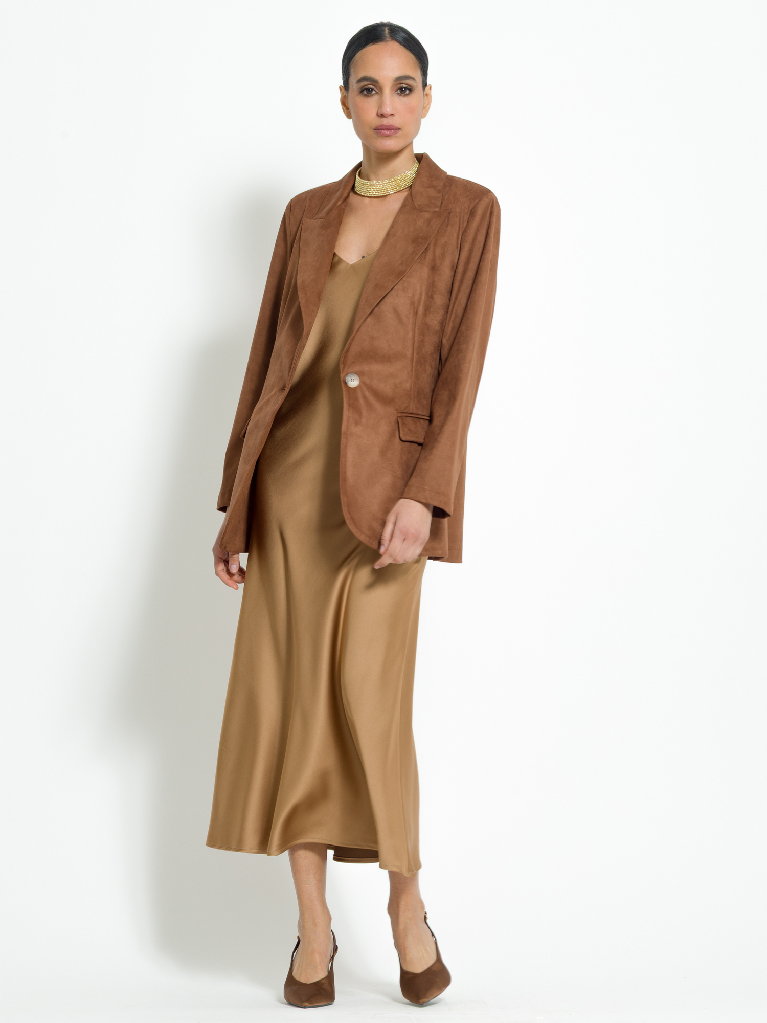 Blazer monopetto in eco-dainetto