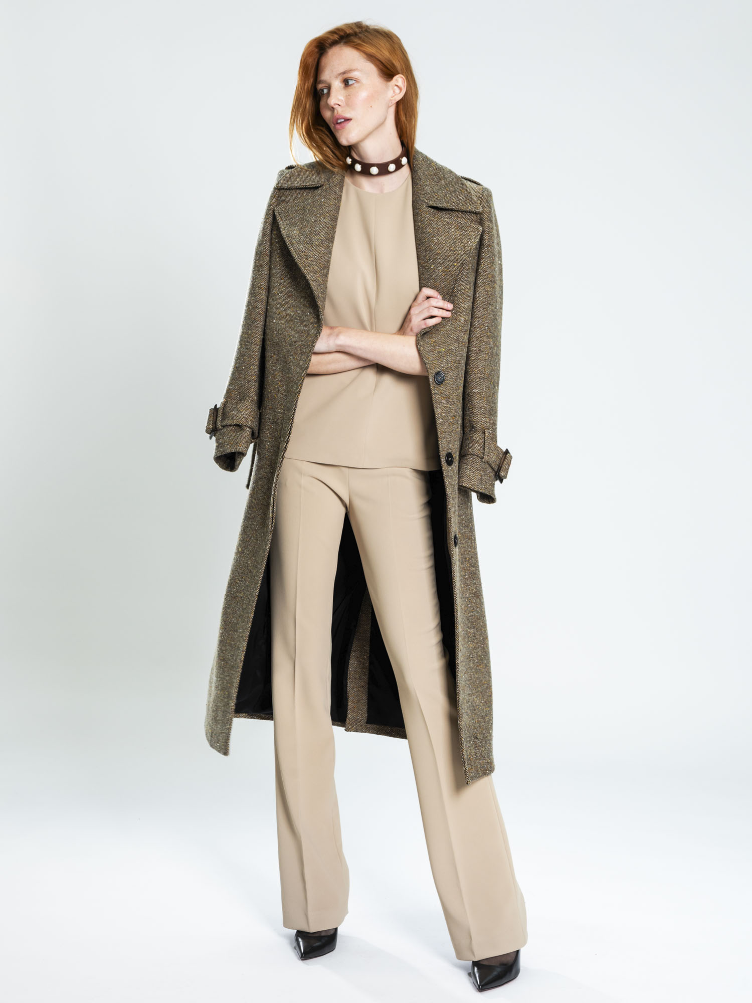 Long coat with belt