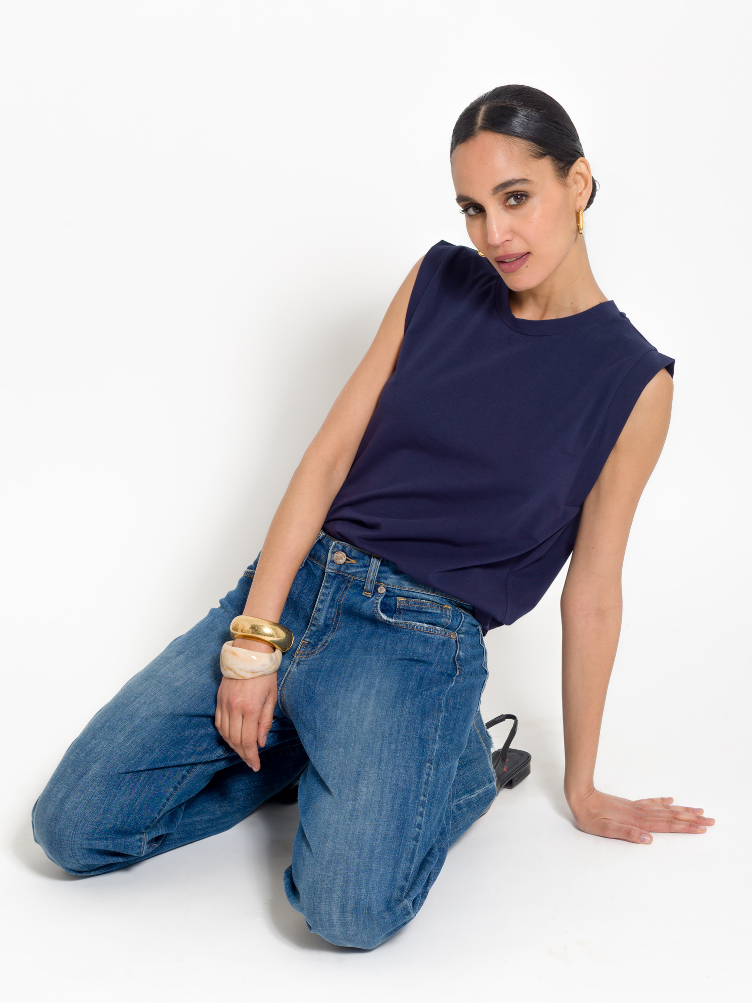 T-shirt fluida mezza manica aletta